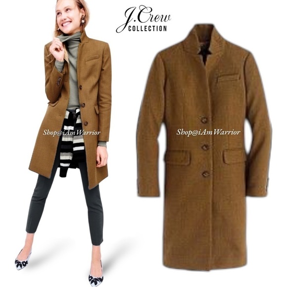 J.Crew olive brown Regent double serge wool topcoat *shop@iamwarrior - Picture 1 of 8